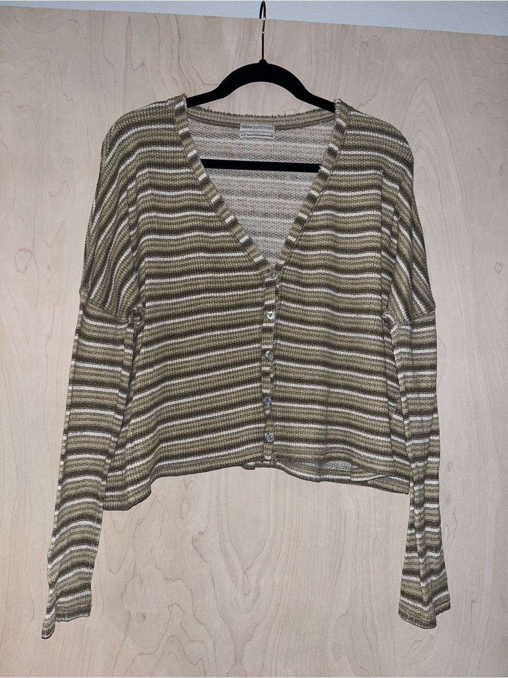 Urban Outfitters Olive, Cream & Tan Striped Button Cardigan
